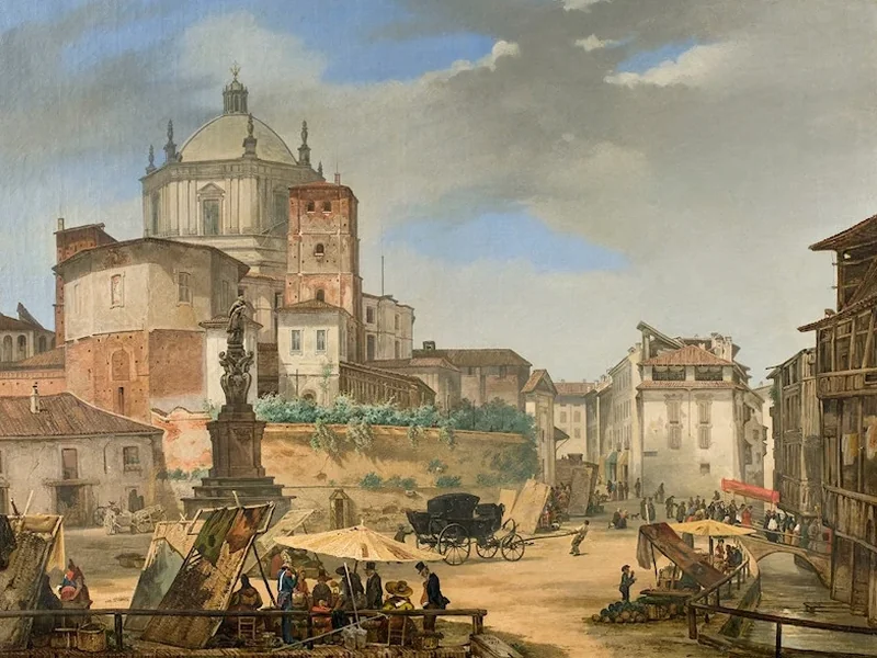 1801-Giuseppe Elena - Veduta della piazza della Vetra a Milano.